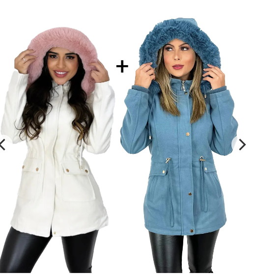 [COMPRE 1 LEVE 2] Jaqueta Parka de Lã Batida com Capuz Removível - Promoção de Inverno 🔥