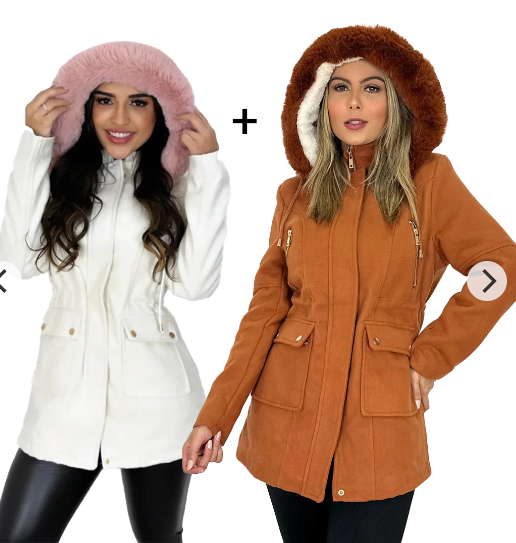 [COMPRE 1 LEVE 2] Jaqueta Parka de Lã Batida com Capuz Removível - Promoção de Inverno 🔥