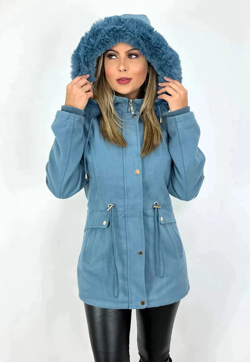 [COMPRE 1 LEVE 2] Jaqueta Parka de Lã Batida com Capuz Removível - Promoção de Inverno 🔥
