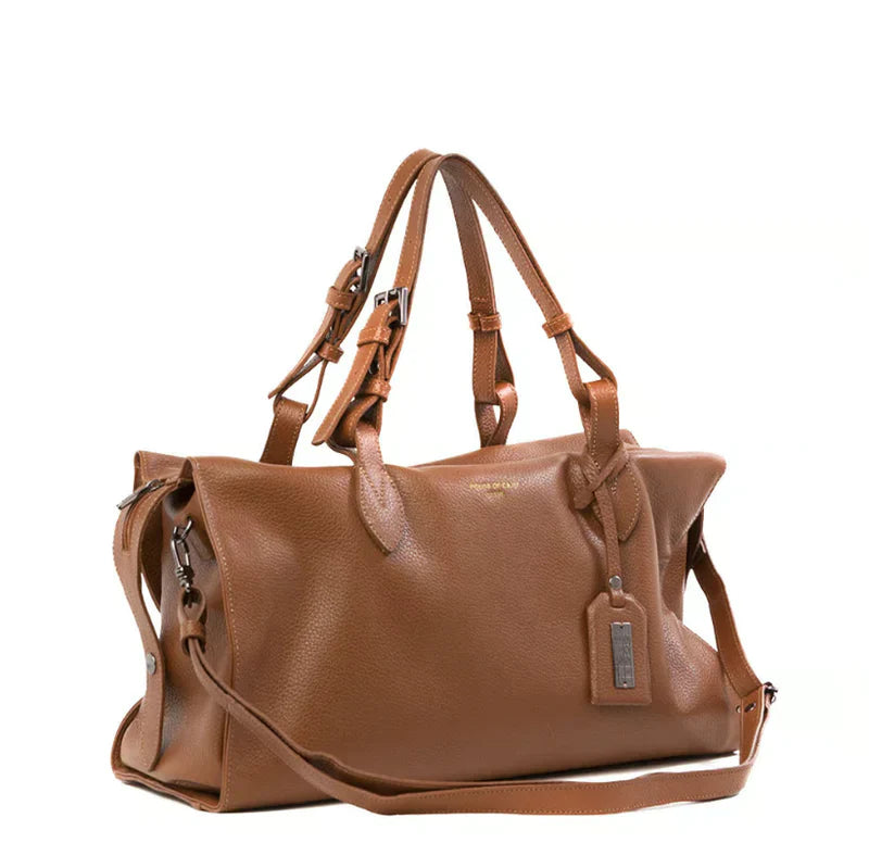 BOLSA FEMININA EM COURO ALÇA DE MÃO CARAMELO