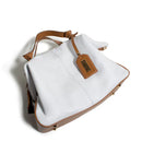 BOLSA FEMININA EM COURO ALÇA DE MÃO BRANCA COM CARAMELO