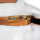 BOLSA FEMININA EM COURO ALÇA DE MÃO BRANCA COM CARAMELO