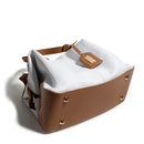 BOLSA FEMININA EM COURO ALÇA DE MÃO BRANCA COM CARAMELO