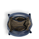 BOLSA FEMININA EM COURO ALÇA DE MÃO AZUL MARINHO