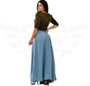 Saia Jeans Longa Botões Tendência Moda Evangélica