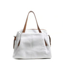 BOLSA FEMININA EM COURO ALÇA DE MÃO BRANCA COM CARAMELO