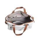 BOLSA FEMININA EM COURO ALÇA DE MÃO BRANCA COM CARAMELO